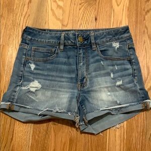 American eagle hirise blue jean denim cuff shorts